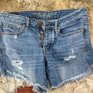 American Eagle Outfitters Distressed Light Blue Denim Cutoff Shorts